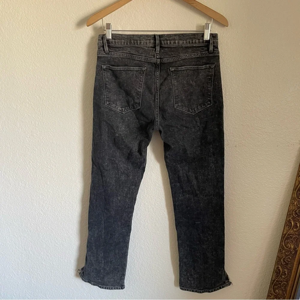 Frame Denim Le High Straight Leg Ankle Cropped Frayed Hem Jeans Vintage Wash